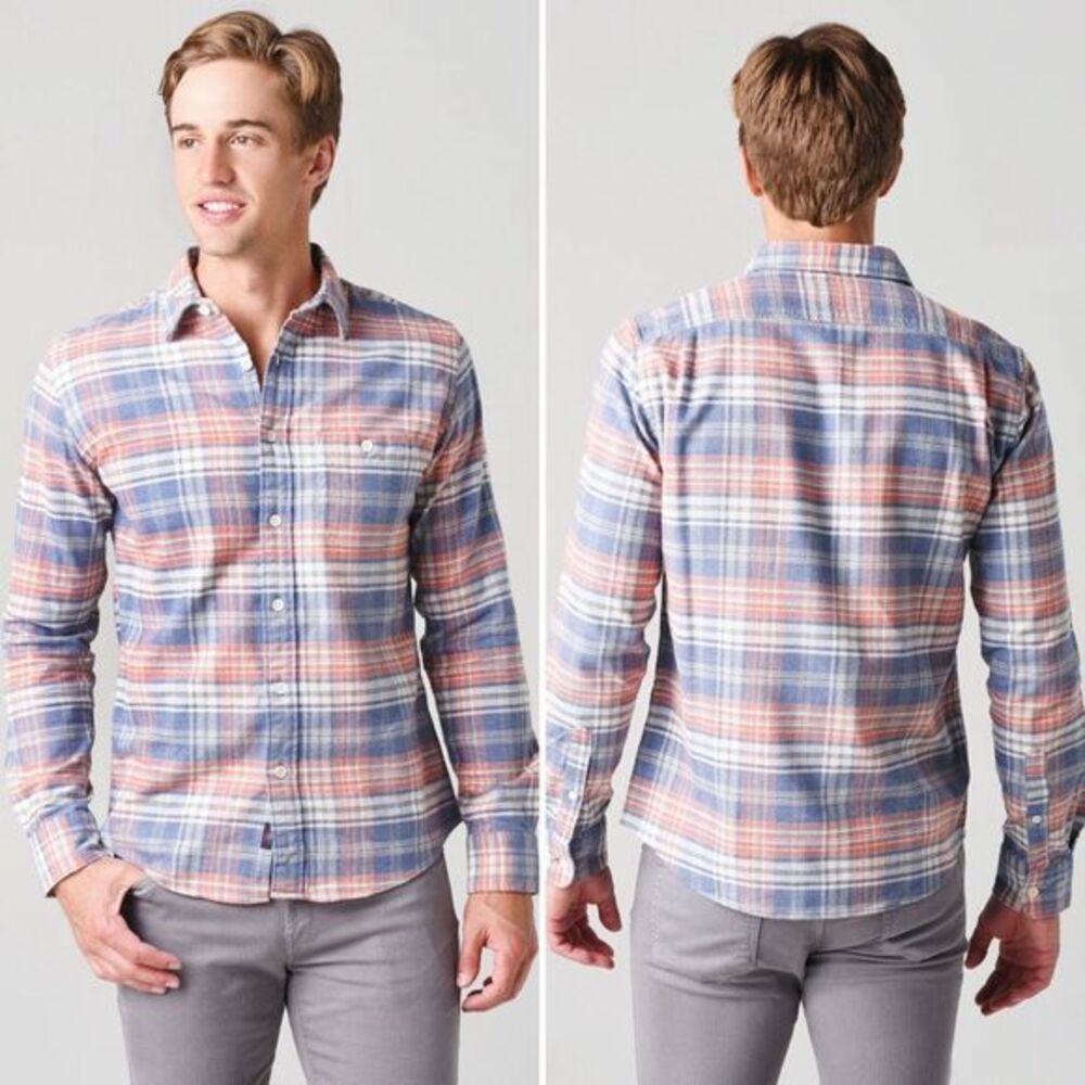 Faherty Seaview Stretch 100% Cotton Flannel in Autumn Plaid NWOT Size M